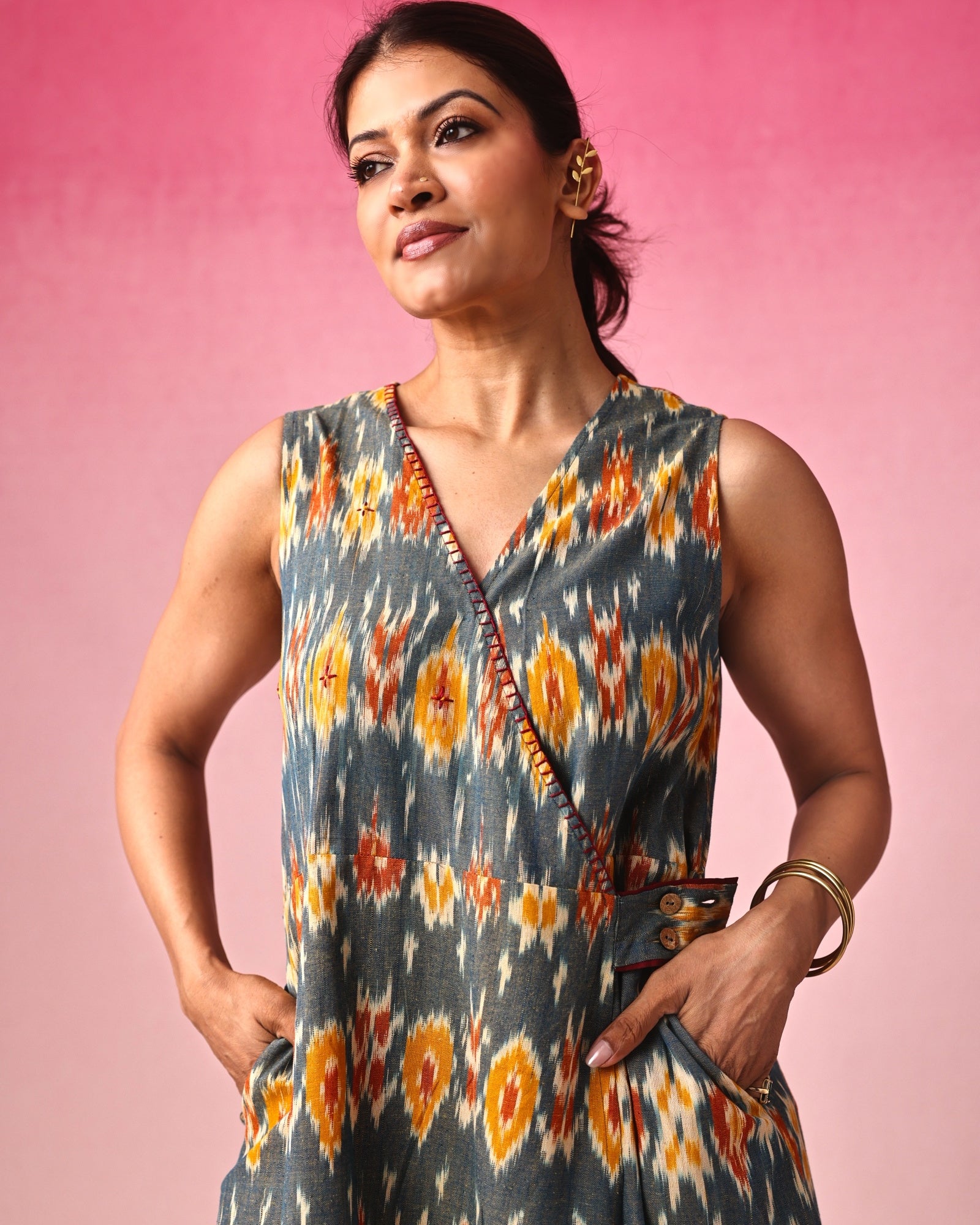 Vasundhara Ikkat Dress in Multicolor by Lavira