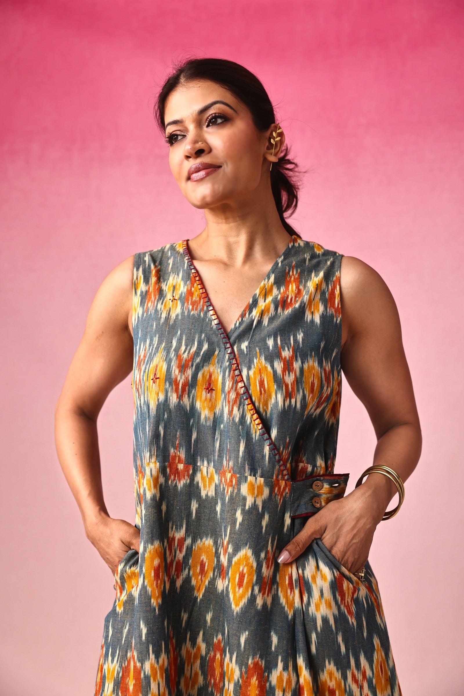 Vasundhara Ikkat Dress in Multicolor by Lavira