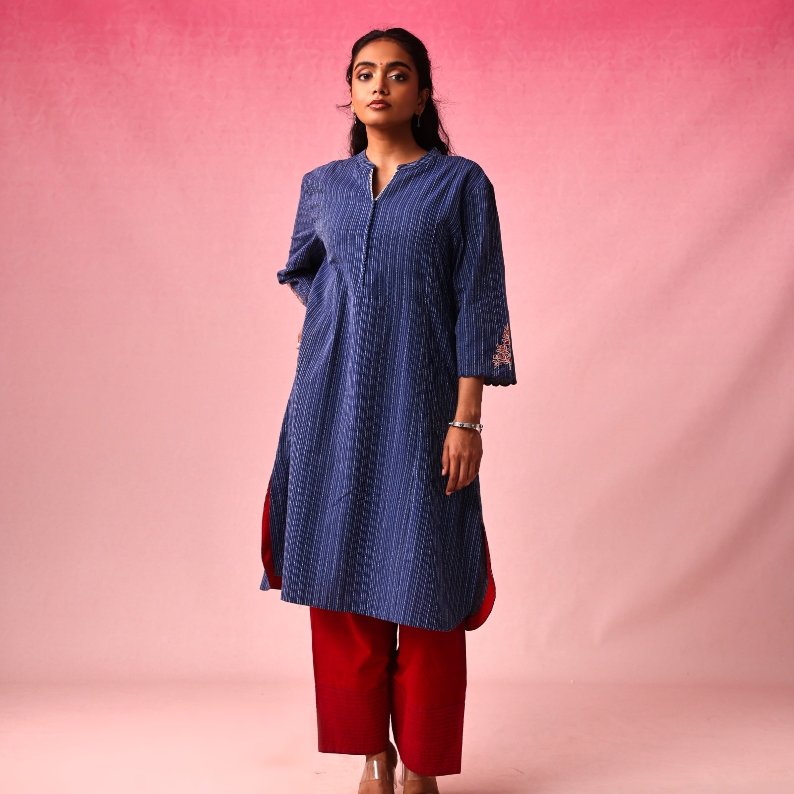 Yamuna Cotton Dobby Kurta in Blue by Lavira