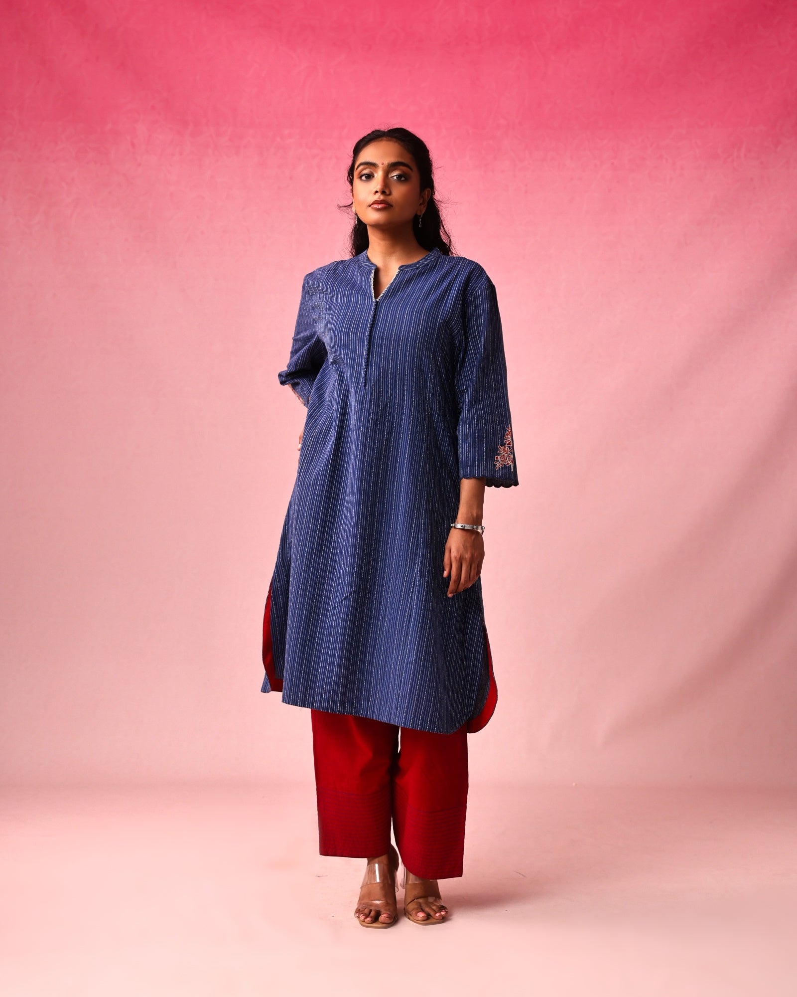 Yamuna Cotton Dobby Kurta in Blue by Lavira