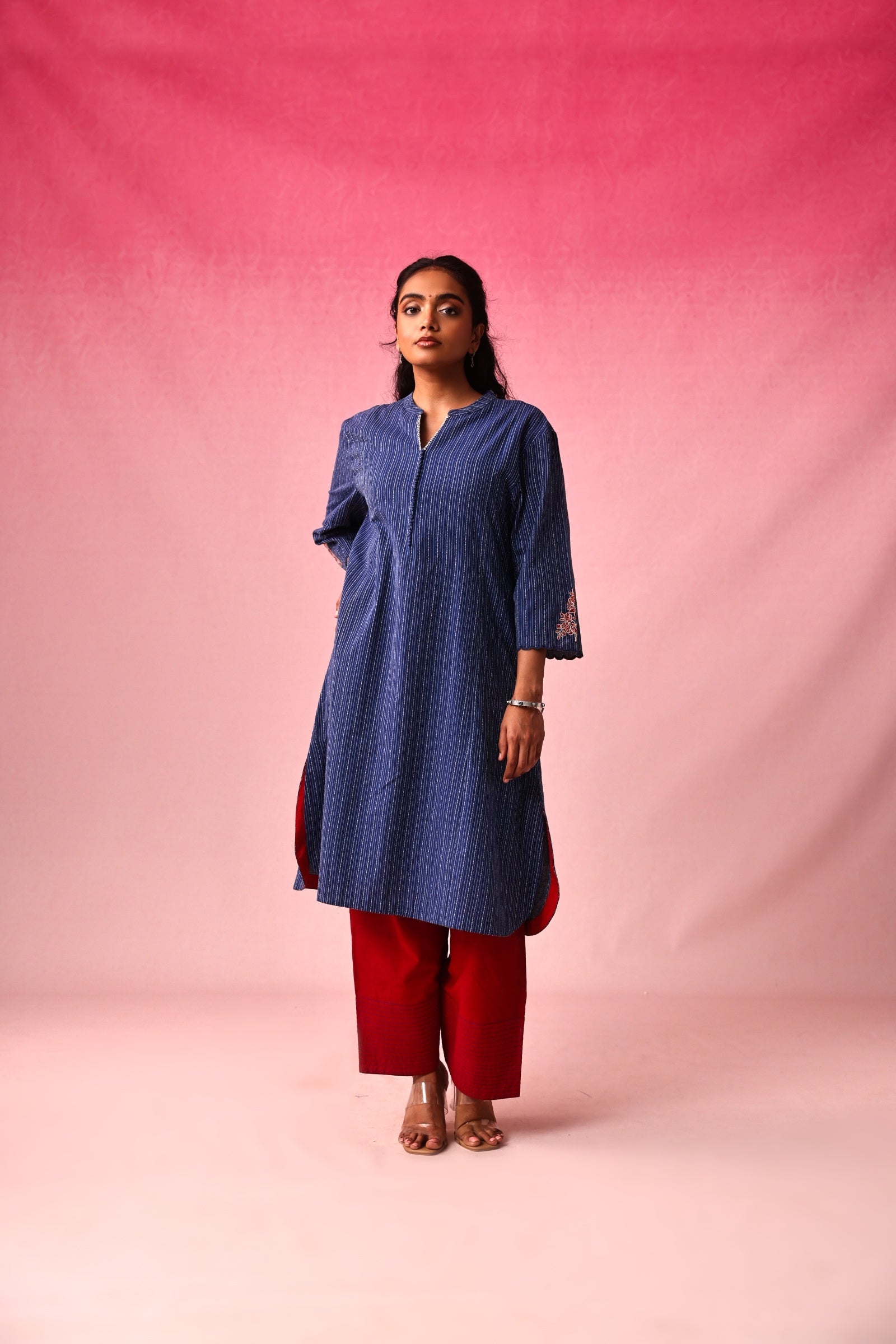 Yamuna Cotton Dobby Kurta in Blue by Lavira