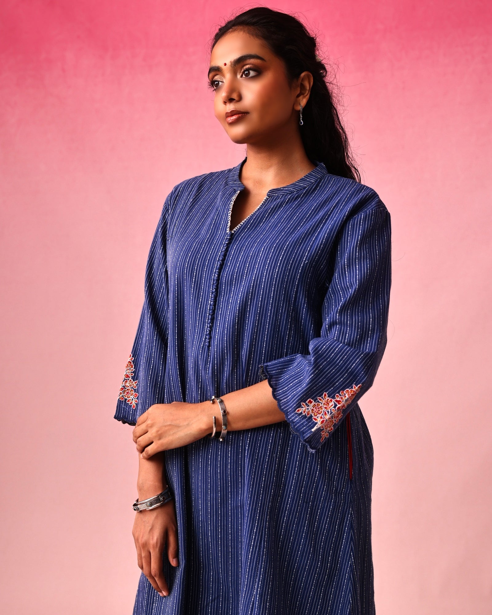 Yamuna Cotton Dobby Kurta in Blue by Lavira