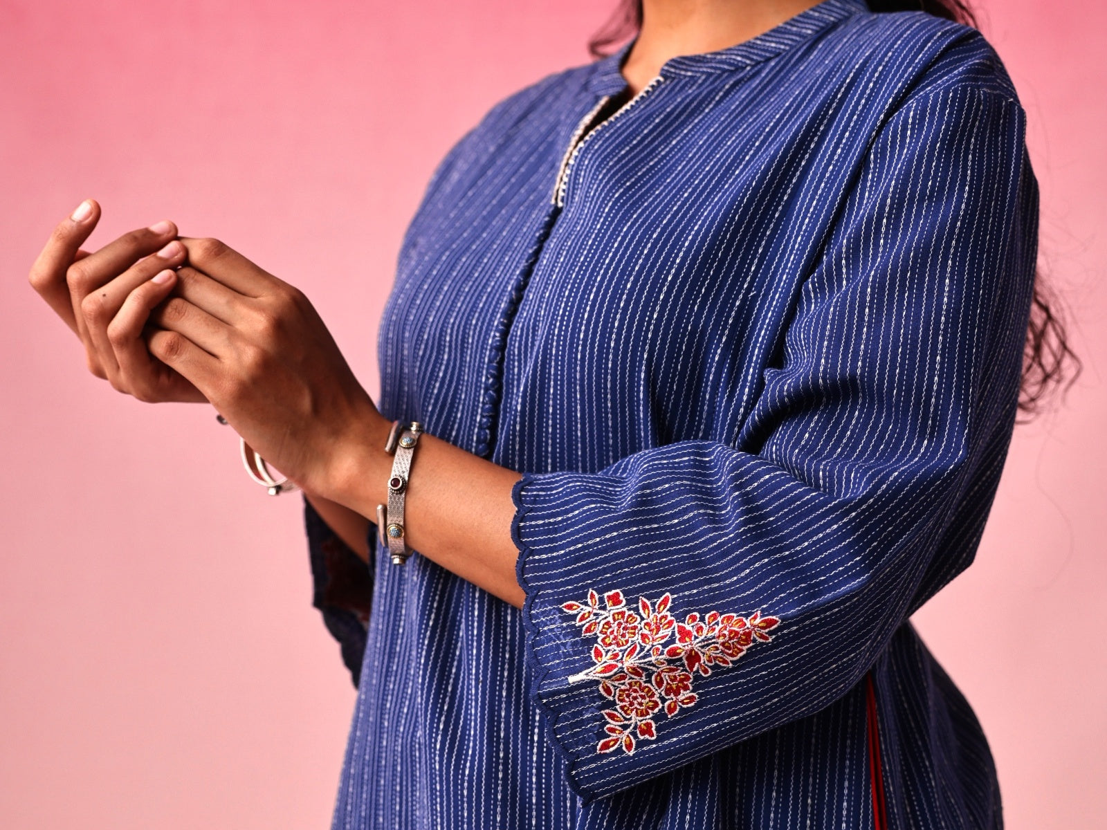 Yamuna Cotton Dobby Kurta in Blue by Lavira
