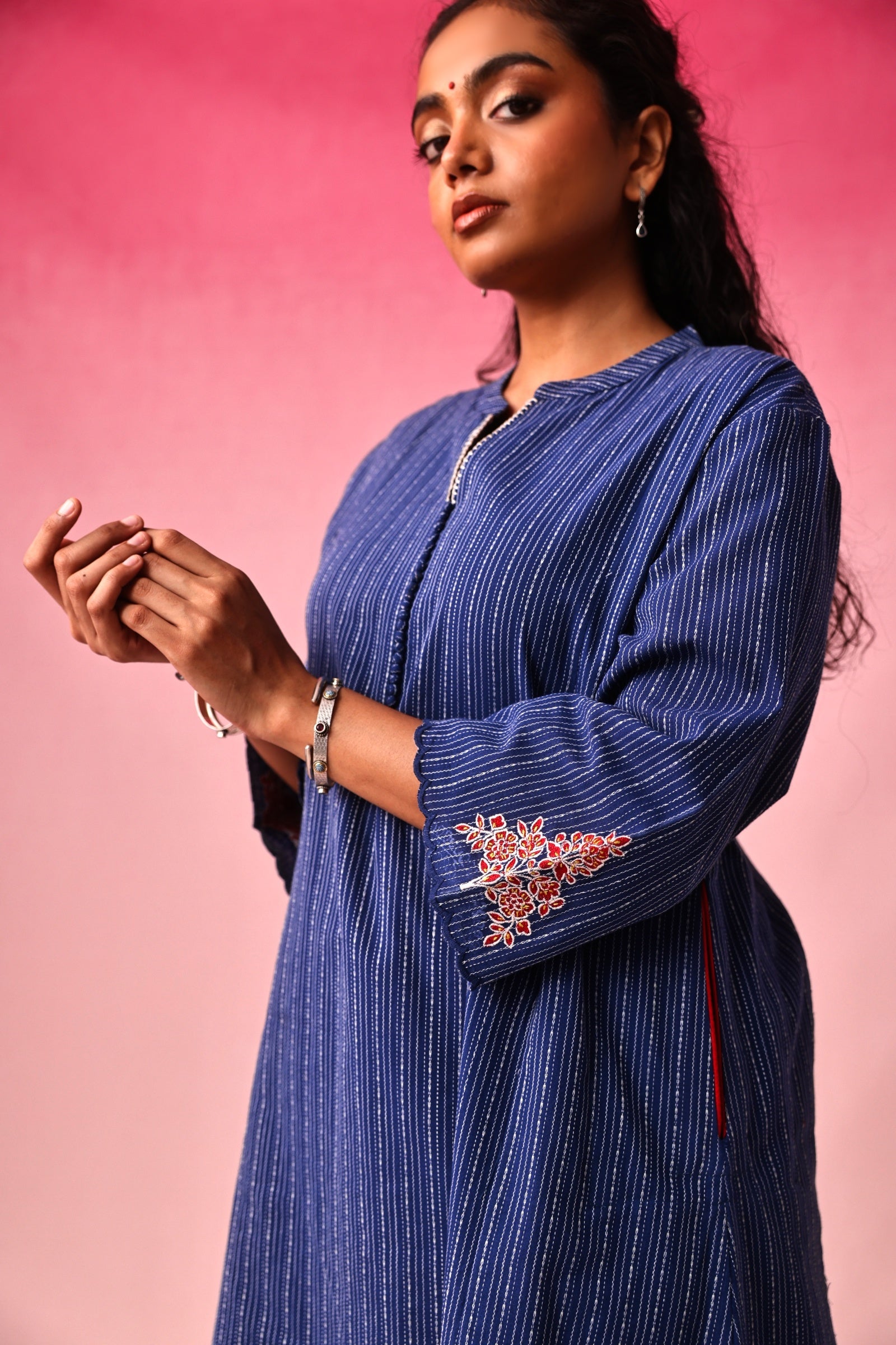 Yamuna Cotton Dobby Kurta in Blue by Lavira