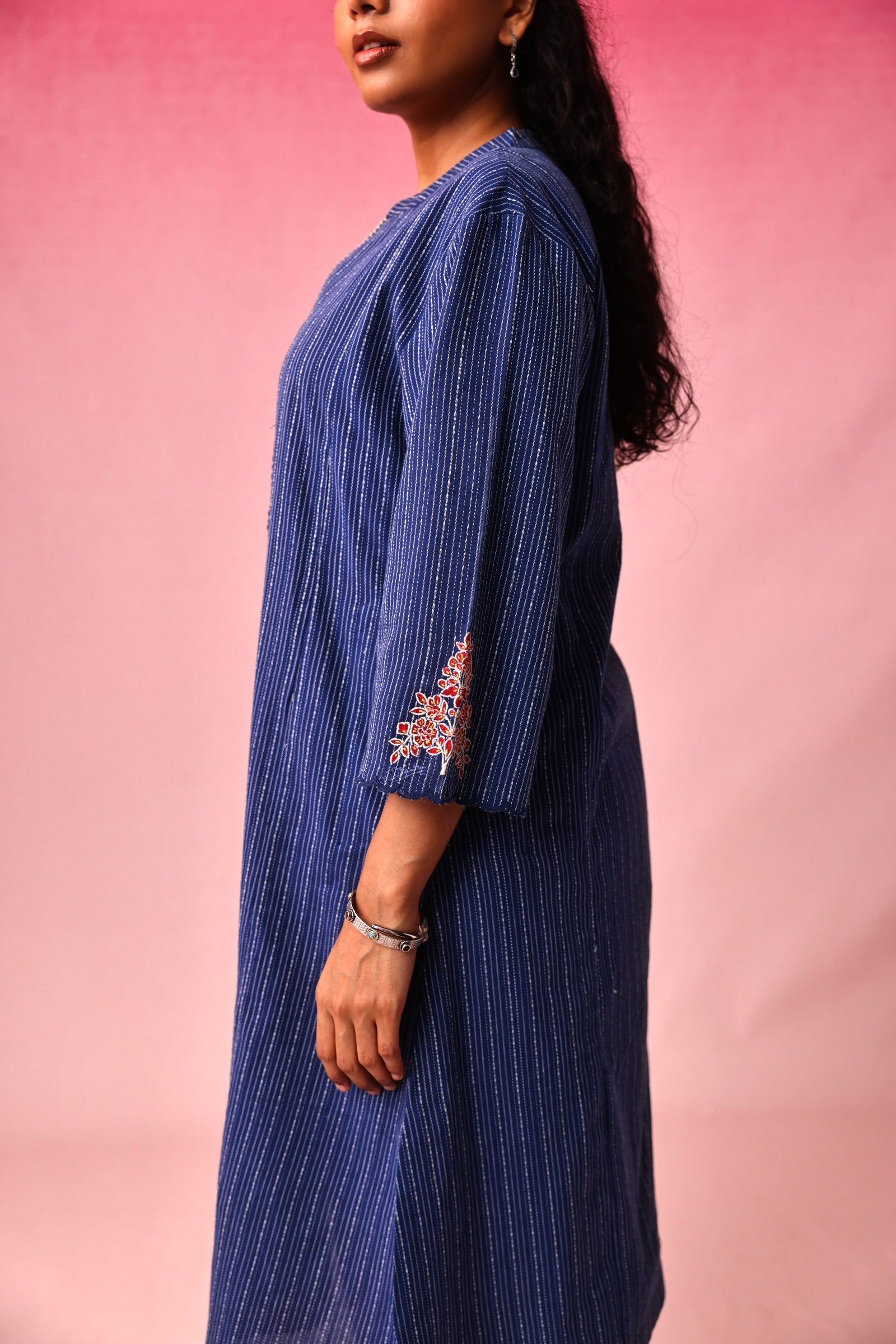 Yamuna Cotton Dobby Kurta in Blue by Lavira