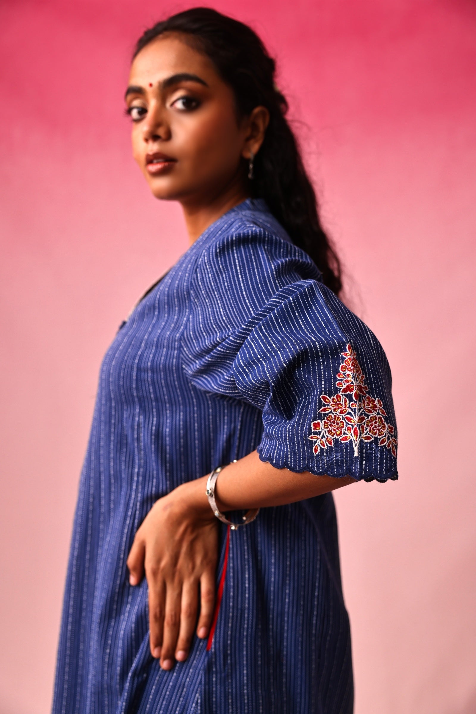 Yamuna Cotton Dobby Kurta in Blue by Lavira